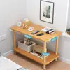 Mesa de noche pequeña minimalista para apartamentos de alquiler, mesa de café pequeña para dormitorio, mesa de noche simple con estante de almacenamiento