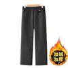 Calça Jeans Mom Estilosa Perna Reta Outono Inverno 2026 Nova Espessada com Veludo para Mulheres de Meia-Idade e Idosas Calça de Perna Reta Estreita Calça de Perna Larga Mulheres