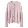 Cardigan Feminino de Cashmere com Trança Irregular, Gola Redonda, Grosso, Quente, Estilo Solto, Tricô Elegante e Versátil