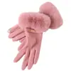 Luvas Quentes para Mulheres no Inverno, Espessadas com Lã, Fofas, à Prova de Vento, Espessadas com Lã, Adequadas para Ciclismo ao Ar Livre, Luvas Quentes com Tela Sensível ao Toque