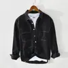 Camisa de trabajo retro americana para hombre, cárdigan de manga larga, camisa casual, chaqueta de caza de color liso de chico duro de moda