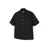 Camisa con Cuello Floral Bordado en Relieve para Hombre y Mujer, Camisa Casual de Manga Corta con Corte de Traje Tradicional y Botones de Nácar para Hombre y Mujer