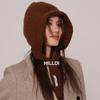 Gorro Pasamontañas estilo coreano Sombrero de lana a la moda Sombrero de punto cálido para otoño e invierno Sombrero con correa para combinar con todo Protección para las orejas