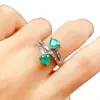 Anillo de Esmeralda Natural al por Mayor de Fábrica Plata S925 Incrustado con Piedra Principal 6*6 Joyería de Lujo Venta Directa de Fábrica Piedra Preciosa