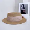 Chapéu Simples de Topo Plano com Fita Plissada Estilo Coreano para Mulheres, Chapéu de Sol Casual Versátil de Verão, Chapéu de Palha com Proteção Solar para Férias, Tendência