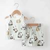 Traje de Chaleco para Niños Verano Delgado Algodón Puro Sin Hueso Ropa para el Hogar Niños y Niñas Chaleco sin Mangas para Bebé Pantalones Cortos Cubierta