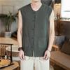 Estilo Chinês Estilo Tang Masculino Verão Colete Fino Masculino Solto Plus Size Fivela Retro Estilo Chinês Jaqueta Magma Colete Sem Mangas