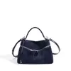 Bolsa de Mão Nova Estilo Coreano Outono/Inverno Couro Genuíno Bolsa Lancheira de Luxo Leve Bolsa de Ombro Único Transversal Grande Capacidade Camurça