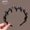 Nueva Banda para el Cabello de Malla con Cabeza de Calavera Presionando el Cabello Accesorios para el Cabello Antideslizantes Dongdaemun Lujo Ligero Peine de Dientes de Cristal Banda para el Cabello para Mujeres