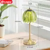 Lámpara de Mesa de Metal con Flor Pequeña de Vidrio Ámbar Transfronteriza, Lámpara de Atmósfera para Mesita de Noche de Dormitorio, Luz Nocturna Táctil Recargable