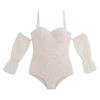 Nuevo Traje de Baño Estilo Coreano Sexy Hermosa Espalda Acero Push-up Cubre Vientre Adelgazante Encaje Bordado Manga Larga Traje de Baño Mujer