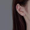 Pendientes de clip de oreja con forma de cruz de plata de ley 925 para mujer, sencillos y sin orejas, con personalidad, a la moda y temperamento.