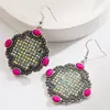 Nuevos pendientes de estilo étnico occidental, temperamento retro, para mujer, geométricos, de diamante, totalmente incrustados, aleación, juego, pendientes de turquesa, al por mayor