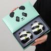 Tetera de panda creativa caja de regalo de panda de dibujos animados embalaje tetera de cerámica vacía almacenamiento de té negro té blanco té verde sellado