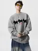 Ropa de punto bordada de dibujos animados de High Street para hombre, nueva para Otoño e Invierno, casual americano, de punto con cuello redondo, holgada y versátil, tops para pareja