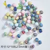 Cuentas redondas sueltas de cerámica esmaltada en horno de alta temperatura, cuentas con agujeros grandes, pies de cuentas, pulsera de dibujos animados, joyería china, material de cadena para teléfono móvil