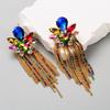 Aretes de borla bohemios japoneses y coreanos para mujer, aretes largos exagerados hechos a mano europeos y americanos, aretes de temperamento elegante y magnífico