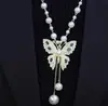 Collar de Perlas de Camelia que Gotea Aceite Nueva Moda para Mujer Exquisita Cadena Larga para Suéter Colgante Versátil de Ropa de Alta Gama
