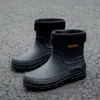 Botas de lluvia cortas transfronterizas para hombre, antideslizantes, impermeables, de moda, con forro polar, zapatos de goma, para trabajo en cocina, zapatos de agua, cubrebotas