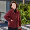 Noble Madre Abrigo de Otoño Lana para Mujeres de Mediana Edad Elegante Lana Doble Cara para Mujeres de Mediana Edad y Mayores Top Holgado
