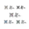Pendientes de trébol de cuatro hojas europeos y americanos con incrustaciones completas de circonita, pendientes simples y elegantes con un toque de alta gama, accesorios para orejas de moda personalizados, disponibles para venta al por mayor