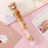 Bolígrafo de diez colores de oso lindo de dibujos animados suministros de papelería para estudiantes alto valor de color bolígrafo multicolor de presión bolígrafo para diario personal venta al por mayor