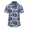 Comercio Exterior Transfronterizo Camisa de Manga Corta Nueva de Verano para Hombre Hoja de Arce Impresión Digital 3D Top Hawaiano de Playa