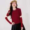 Existem Conjuntos de Cor Vermelha Combinando, Lindo Suéter Sem Mangas para Mulheres, Tops de Tricô Super Bonitos para Outono, Inverno e Natal com Meia Manga