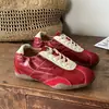 Tacón Alto de 6 cm~Piel Genuina 2026 Nuevo Estilo Otoño Bloqueo de Color Retro Con Cordones Versátil Casual Deportivo Zapatos de Entrenamiento Alemanes para Mujer
