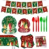 Novas decorações de festa de Natal transfronteiriças, adereços de atmosfera natalina para árvore de Natal, bandeiras de Natal, utensílios de mesa e suprimentos para festas