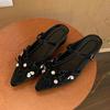 Zapatillas de Media Caña Plateadas Elevadas por Dentro para Mujer Verano Exterior Estilo Francés de Nicho Zapatos de una Sola Pieza Mary Jane de Suela Gruesa