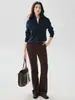 Design de lapela, suéter de malha de cashmere liso para mulheres, simples e versátil, perfeito para uso casual