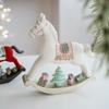 Resina Papá Noel Caballo Mecedor Casa Adornos de Escritorio Adornos de Ambiente Festivo para el Hogar Regalos de Navidad