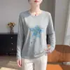 2026 Nuevo Estilo Casual Cuello Redondo Estampado Manga Larga Tejido para Mujer Versátil Cardigan Protector Solar Temperamento Rejuvenecedor