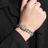 Hip Hop Europeo y Americano Hebilla Lisa Acero Inoxidable Pulsera Cubana Chapado en Oro Real Encriptación Redonda Fresada Acero Titanio Pulsera para Hombre Joyería