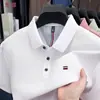 Camisa Polo Masculina de Algodão Puro de Alta Qualidade com Mangas Curtas e Gola, Camiseta Lisa Bordada, Roupa Masculina Casual