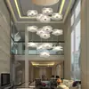 Novo lustre de teto para escada 2022 flor de lótus criativo minimalista apartamento loft duplex oco villa sala de estar lustre longo
