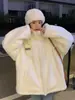 Jaqueta de Lã de Cordeiro para Mulheres, Moda Feminina Nova Outono e Inverno 2025, Estilo de Rua, Forrada com Fleece, Espessada, Moletom Casual Versátil Estilo Coreano para Mulheres