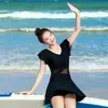Traje de Baño Falda Boxer de una Pieza para Mujer en Verano, Cubre Vientre y Aspecto Adelgazante, Natación en Aguas Termales, Sexy de Talla Grande Color Sólido Conservador