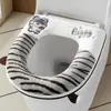 Cojín para Asiento de Inodoro Otoño e Invierno Cálido Nuevo Dibujo Animado Lindo Hogar Inodoro Felpa Gruesa Cremallera Funda para Asiento de Inodoro