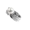 Anillo de Perla de Agua Dulce Natural Zhuji para Mujer 7-8 mm Perla de Alto Brillo Anillo con Forma de Pluma Decoración Versátil para el Dedo Índice