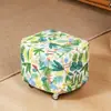 Banqueta Pequena Floral Retrô, Banqueta Oval, Banqueta Baixa, Tapete de Mesa de Centro para Sala de Estar, Banqueta para Trocar Sapatos na Entrada, Banqueta Estilosa para Sofá, Banqueta com Rodinhas