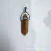 Venta Caliente Piedra Natural Cristal Columna Hexagonal Amatista Ojo de Tigre Colgante Accesorios DIY Joyería Al por Mayor Joyería
