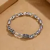 Retro Daming mantra seis palabras mantra Sutra del Corazón grifo pulsera de hombre estilo hip hop punk personalidad pulsera artesanal de moda