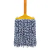 Mop de linha azul e branca grande mop plano de linha de algodão cabo de madeira antigo para uso doméstico de fábrica fio de algodão mop comum
