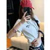 Estilo Americano 100% Algodão Verão Novo Estilo Design Retrô Americano Caimento Relaxado Estampada Gola Redonda Manga Curta Camiseta