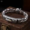 Pulsera de plata esterlina S925 al por mayor, plata valiente de la fortuna, gruesa para hombre, con mortero de diamante, plata tailandesa, retro, personalidad, adornos de plata