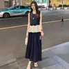 WZXSK Conjunto de Saia de Terno da Moda Feminino 2026 Verão Novo Estiloso Top Sem Mangas Patchwork com Babados Saia Duas Peças