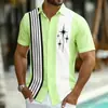 Comercio exterior transfronterizo verano estilo playero creativo líneas decorativas de color claro estampado digital 3D camisa de manga corta para hombre