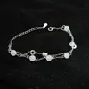 Pulsera Pequeña de Doble Capa para Mujer, Sencilla y de Alta Gama, Pulsera de Calcedonia Imitación con Diamantes Completos, Pulsera Anillo de Moda y Creativa